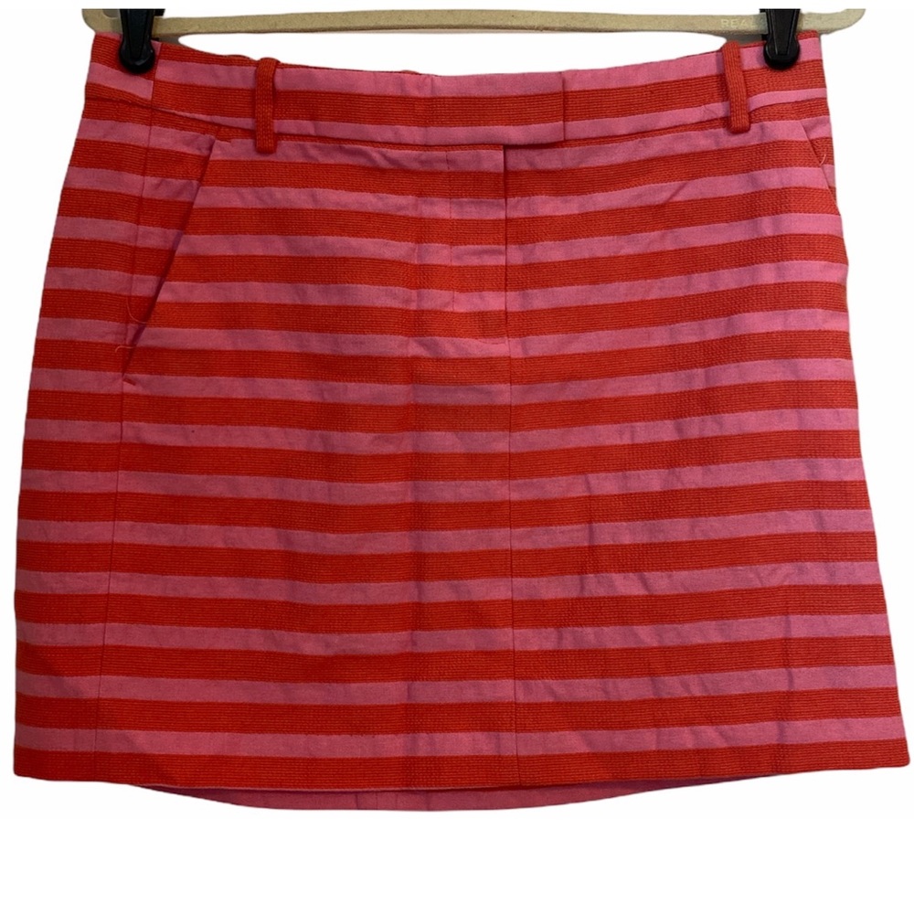 J.Crew Womens Pink and Red Striped Mini Skirt Size 8